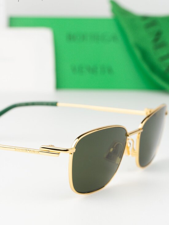 Bottega Veneta Women Sunglasses Gold Green Rectangle BV1300S 002 NEW AUTHENTIC main image 7
